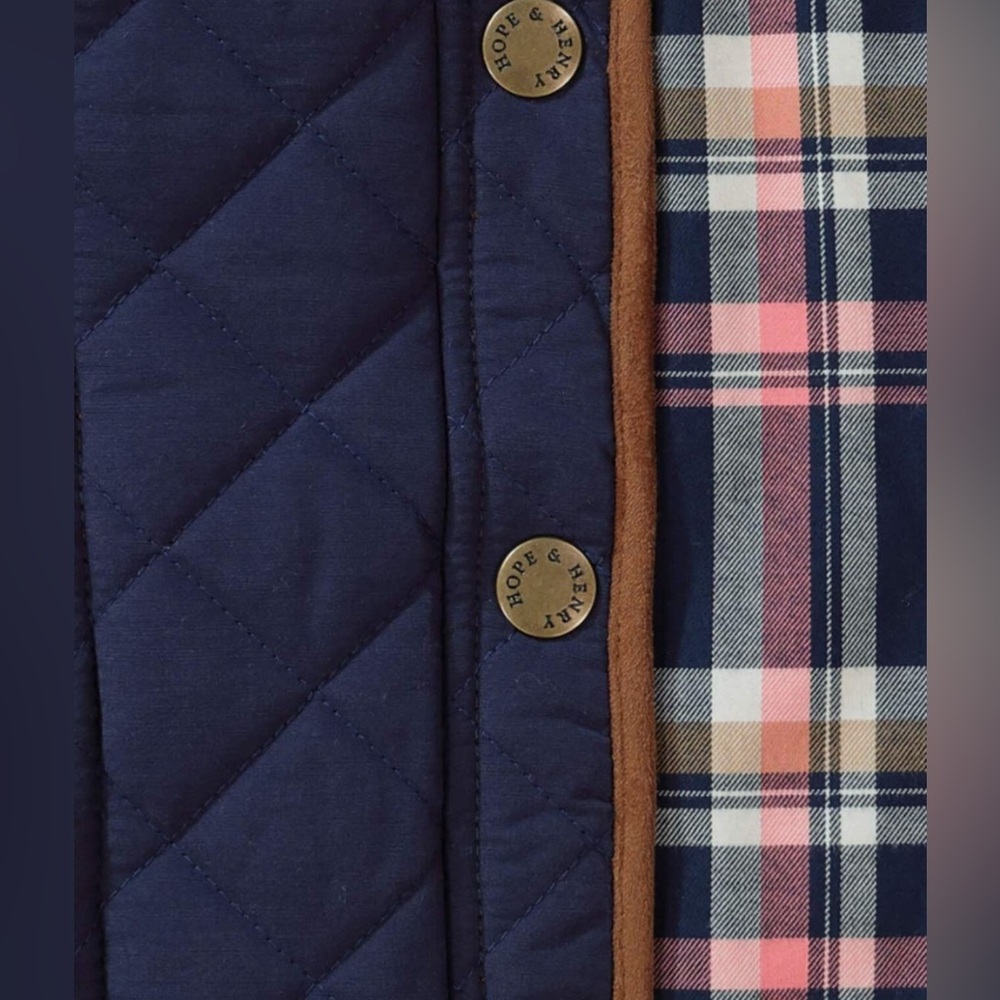Hope & Henry Girls' Navy Quilted Riding Coat Size 8 - Picture 2 of 8